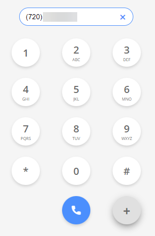 The Recent Calls dial pad with the blue plus sign button highlighted